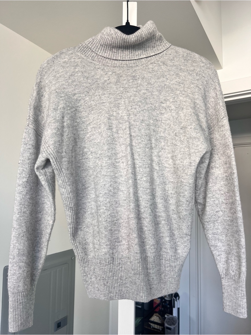 Reiss Wool Cashmere Blend Ribbed Turtleneck Knit Sweater Grey Size XS